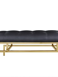 Bruno PU Leather Modern Contemporary Tufted Seating Goldtone Metal Leg Bench