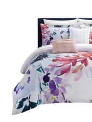 Butchart Gardens 5 Piece Reversible Comforter Set Floral Watercolor Design Bedding