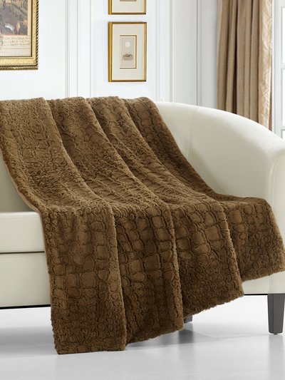 Chic Home Design Caiman Throw Blanket New Faux Fur Collection Cozy Super Soft Ultra Plush Micromink Backing Decorative Croc Animal Skin Design product