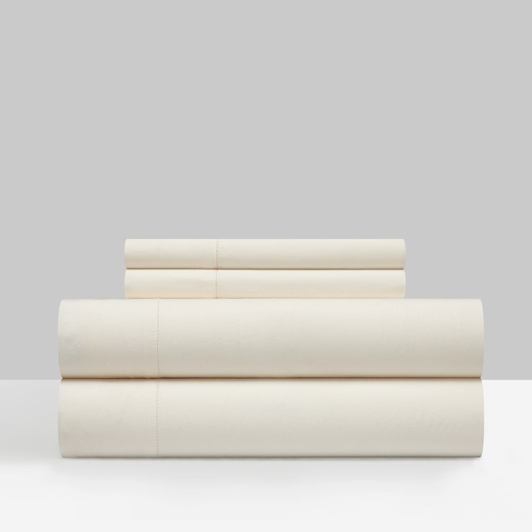 Casey 4 Piece Sheet Set Solid Color Washed Garment Technique - Beige