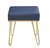 Catania Square Ottoman PU Leather Upholstered Brass Finished Frame Hairpin Legs - Navy