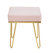Catania Square Ottoman PU Leather Upholstered Brass Finished Frame Hairpin Legs - Blush
