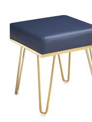 Catania Square Ottoman PU Leather Upholstered Brass Finished Frame Hairpin Legs