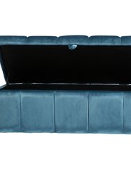 Chagit Bench Velvet Tufted Storage Ottoman, Modern Transitional - Blue