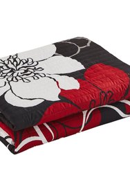 Chase 3 Piece Quilt Set Abstract Large Scale Printed Floral - Decorative Pillow Sham