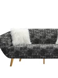 Chateau Sofa Two-Tone Textured Fabric Flared Arm Couch With Goldtone Solid Metal Legs - Black