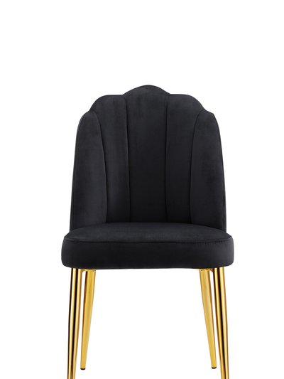 Chic Home Design Chelsea Dining Side Chair Vertical Channel Quilted Velvet Upholstered Crown Top Back And Seat Solid Gold Tone Metal Legs - Set Of 2 product