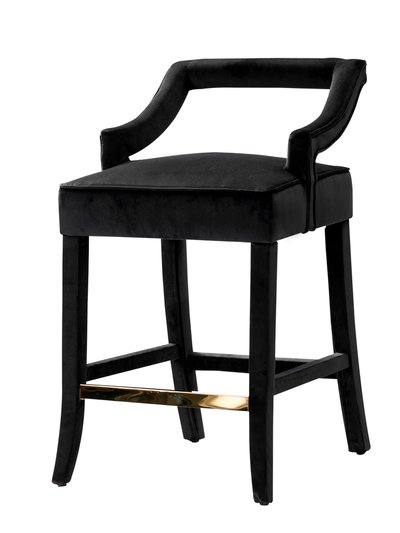 Chic Home Design Chiara Counter Stool Chair Velvet Upholstered Half Back Design Gold Tone Footrest Bar Wood Frame product