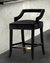 Chiara Counter Stool Chair Velvet Upholstered Half Back Design Gold Tone Footrest Bar Wood Frame