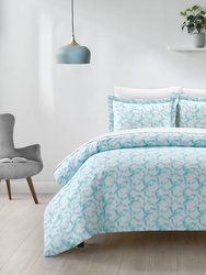 Chrisley 2 Piece Duvet Cover Set Contemporary Watercolor Overlapping Rings Pattern Print Design Bedding - Pillow Sham Included, Twin, Aqua - Aqua