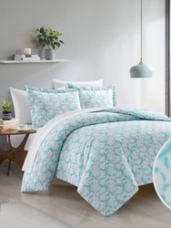 Chrisley 2 Piece Duvet Cover Set Contemporary Watercolor Overlapping Rings Pattern Print Design Bedding - Pillow Sham Included, Twin, Aqua