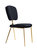 Chrissy Side Chair Velvet Upholstered Half Back And Seat Solid Gold Tone Metal Legs - Set Of 2 - Black