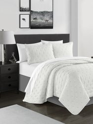 Chyle 3 Piece Quilt Set Tufted Cross Stitched Design Bedding