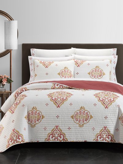 Chic Home Design Citroen 6 Piece Quilt Set Floral Scroll Medallion Pattern Print Bed In A Bag - Twin product