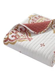 Citroen 6 Piece Quilt Set Floral Scroll Medallion Pattern Print Bed In A Bag - Twin