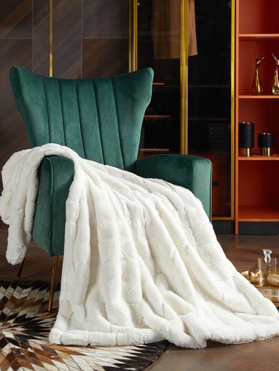 Chic Home Design Claris Throw Blanket Jacquard Faux Rabbit Fur Micromink Backing Design product