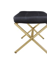 Claudio PU Leather Modern Contemporary Tufted Seating Goldtone Metal Leg Bench