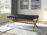 Claudio PU Leather Modern Contemporary Tufted Seating Goldtone Metal Leg Bench