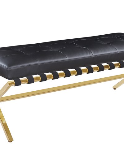 Chic Home Design Claudio PU Leather Modern Contemporary Tufted Seating Goldtone Metal Leg Bench product