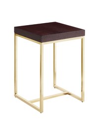 Colmar Side Table With Ash Veneer Top Brass Brushed Stainless Steel Base, Modern Contemporary - Espresso