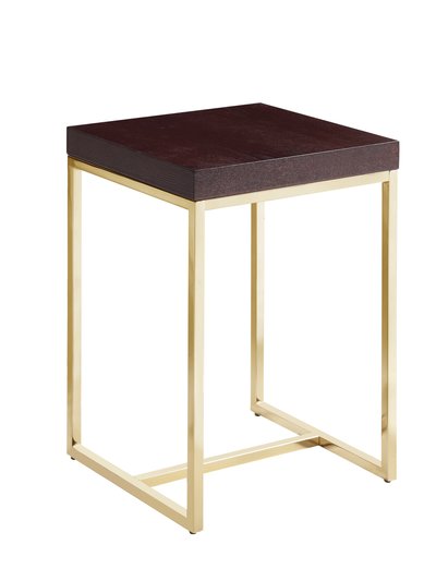 Chic Home Design Colmar Side Table With Ash Veneer Top Brass Brushed Stainless Steel Base, Modern Contemporary product