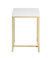 Colmar Side Table With Ash Veneer Top Brass Brushed Stainless Steel Base, Modern Contemporary - White