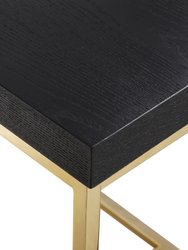 Colmar Side Table With Ash Veneer Top Brass Brushed Stainless Steel Base, Modern Contemporary
