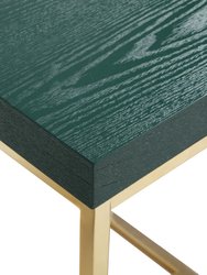 Colmar Side Table With Ash Veneer Top Brass Brushed Stainless Steel Base, Modern Contemporary