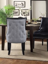Cooper PU Leather, Linen Modern Contemporary Button Tufted Swoop Arm With Silver Nailhead Trim Tapered Solid Birch Legs Dining Chair