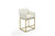 Courtney Nightstand Side Table With Self Closing Drawer Gold Plate Metal Stem Base - Cream