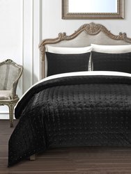 Cynna 7 Piece Comforter Set Luxurious Hand Stitched Velvet Bed In A Bag Bedding - Sheet Set Pillowcases - Black