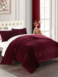 Cynna 7 Piece Comforter Set Luxurious Hand Stitched Velvet Bed In A Bag Bedding - Sheet Set Pillowcases