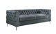 Da Vinci Modern Contemporary Velvet Button Tufted With Silver Nailhead Trim Silvertone Metal Leg Sofa - Grey