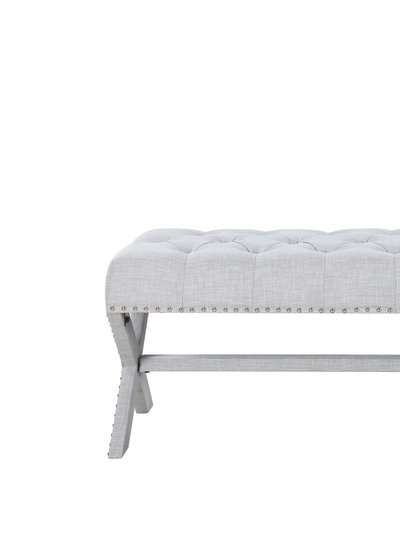 Chic Home Design Dalit Updated Neo Traditional Polished Nailhead Tufted Linen X Bench product