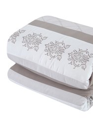 Dalton 10 Piece Comforter Set Pintuck Pieced Block Embroidery Bed In A Bag with Sheet Set