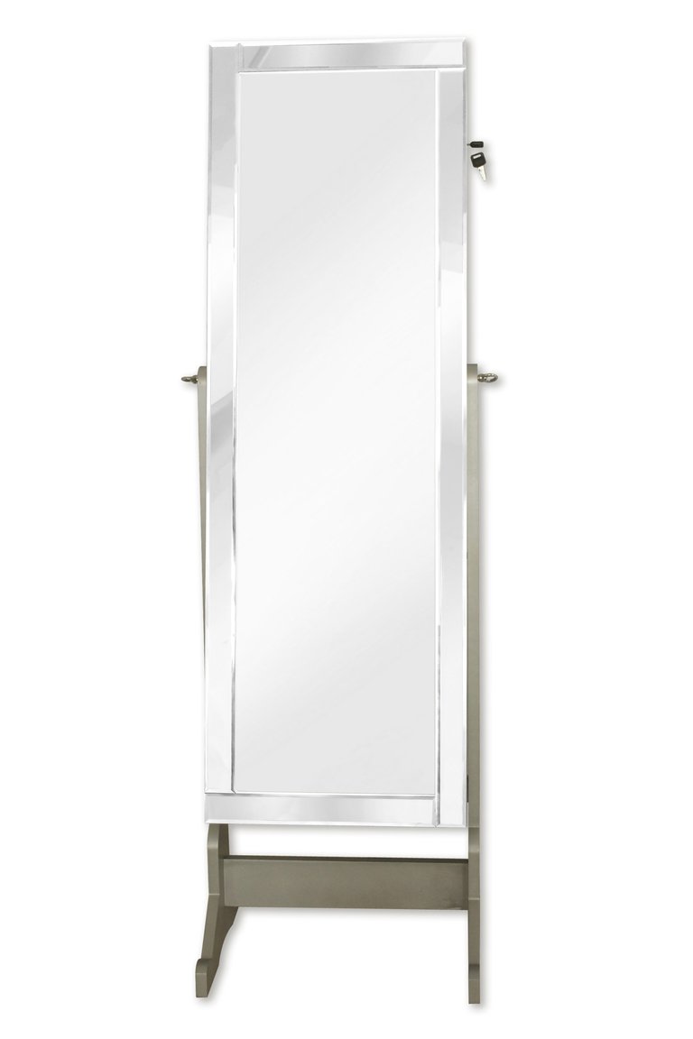 Daze Modern Contemporary Mirror Border Rectangular Jewelry Storage Armoire Free Standing Cheval Mirror Full-length - Royal Champagne