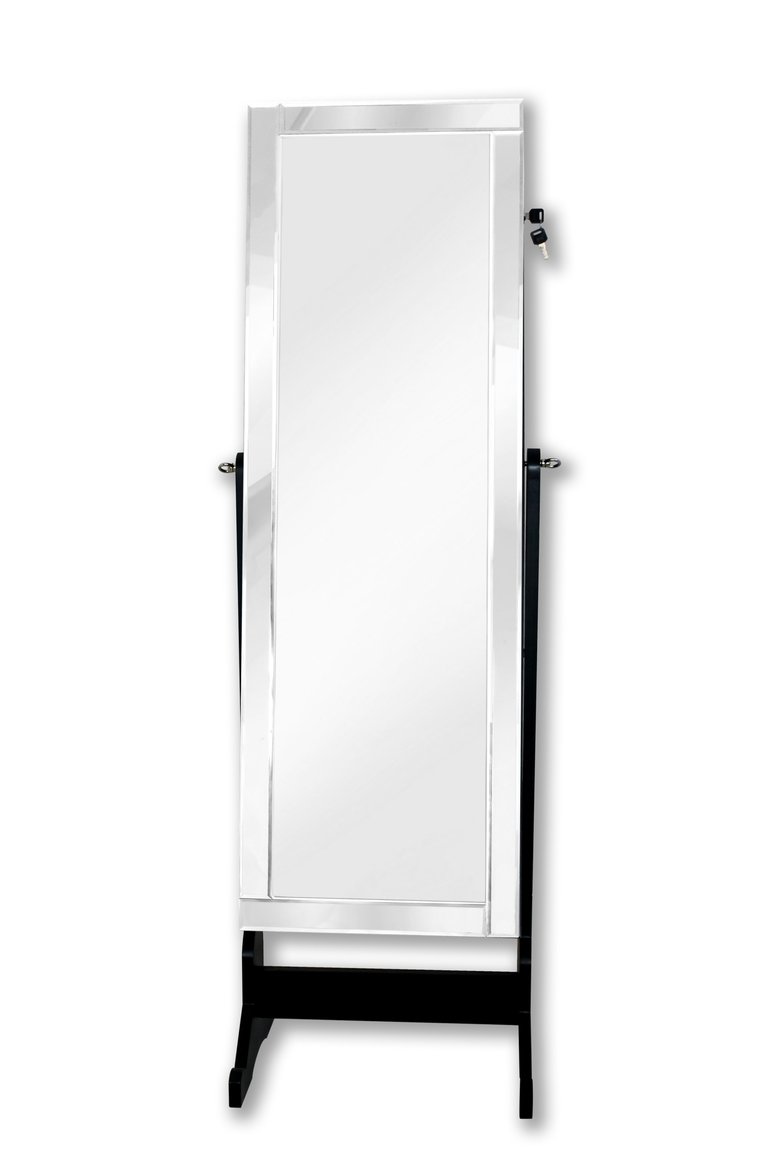 Daze Modern Contemporary Mirror Border Rectangular Jewelry Storage Armoire Free Standing Cheval Mirror Full-length - Elegant Black