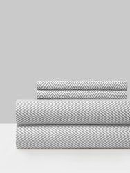 Denae 4 Piece Sheet Set Super Soft Graphic Herringbone Print Design - Grey