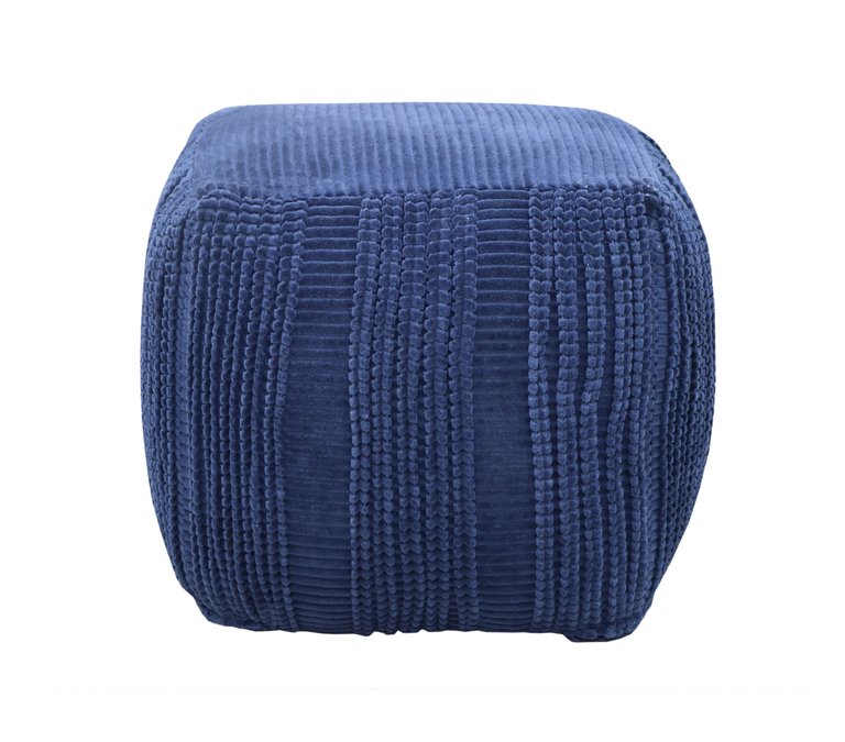 Dimas Ottoman Cotton Upholstered Striped Pattern Woven Vertical Bands Square Pouf
