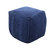 Dimas Ottoman Cotton Upholstered Striped Pattern Woven Vertical Bands Square Pouf - Navy