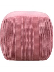 Dimas Ottoman Cotton Upholstered Striped Pattern Woven Vertical Bands Square Pouf
