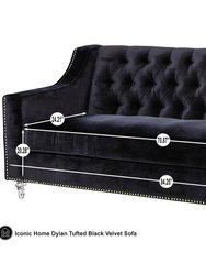Dylan Velvet Modern Contemporary Button Tufted With Gold Nailhead Trim Round Acrylic Feet Sofa