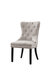 Elizabeth Dining Side Accent Chair Button Tufted Velvet Upholstery Nail Head Trim Tapered Espresso Wood Legs - Set Of 2 - Beige