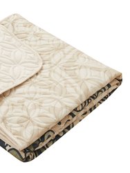 Elmaz 3 Piece Reversible Quilt Coverlet Set Large Scale Boho Inspired Medallion Paisley Print Design Bedding