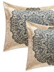 Elmaz 4 Piece Reversible Quilt Coverlet Set Large Scale Boho Inspired Medallion Paisley Print Design Bedding