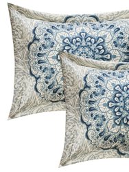 Elmaz 8 Piece Reversible Quilt Coverlet Set Large Scale Boho Inspired Medallion Paisley Print Design Bed In A Bag