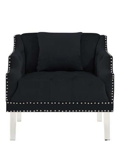 Chic Home Design Elsa Club Chair Velvet Upholstered Button Tufted Nailhead Trim Slope Arm Design Acrylic Legs, Modern Transitional product
