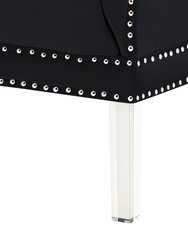 Elsa Club Chair Velvet Upholstered Button Tufted Nailhead Trim Slope Arm Design Acrylic Legs, Modern Transitional
