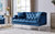 Elsa Love Seat Sofa Velvet Upholstered Button Tufted Nailhead Trim Slope Arm Design Acrylic Legs, Modern Transitional