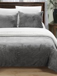 Ernest 7-Piece Plush Microsuede Sherpa Blanket, Sheet Set - Grey
